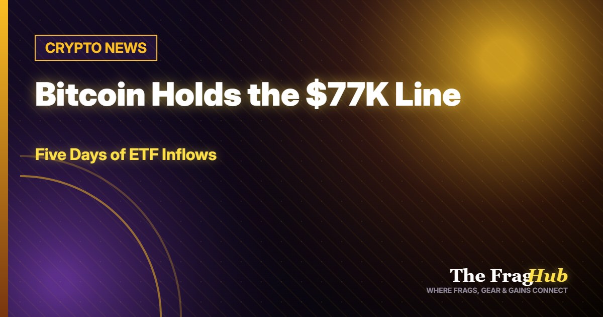 CRYPTO NEWS: Bitcoin Holds the $77K Line as ETF Inflows Hit Five Straight Days of Green